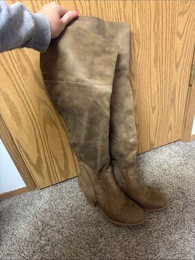 Women’s Over-the-Knee Boots in Taupe - Classic Casual Style